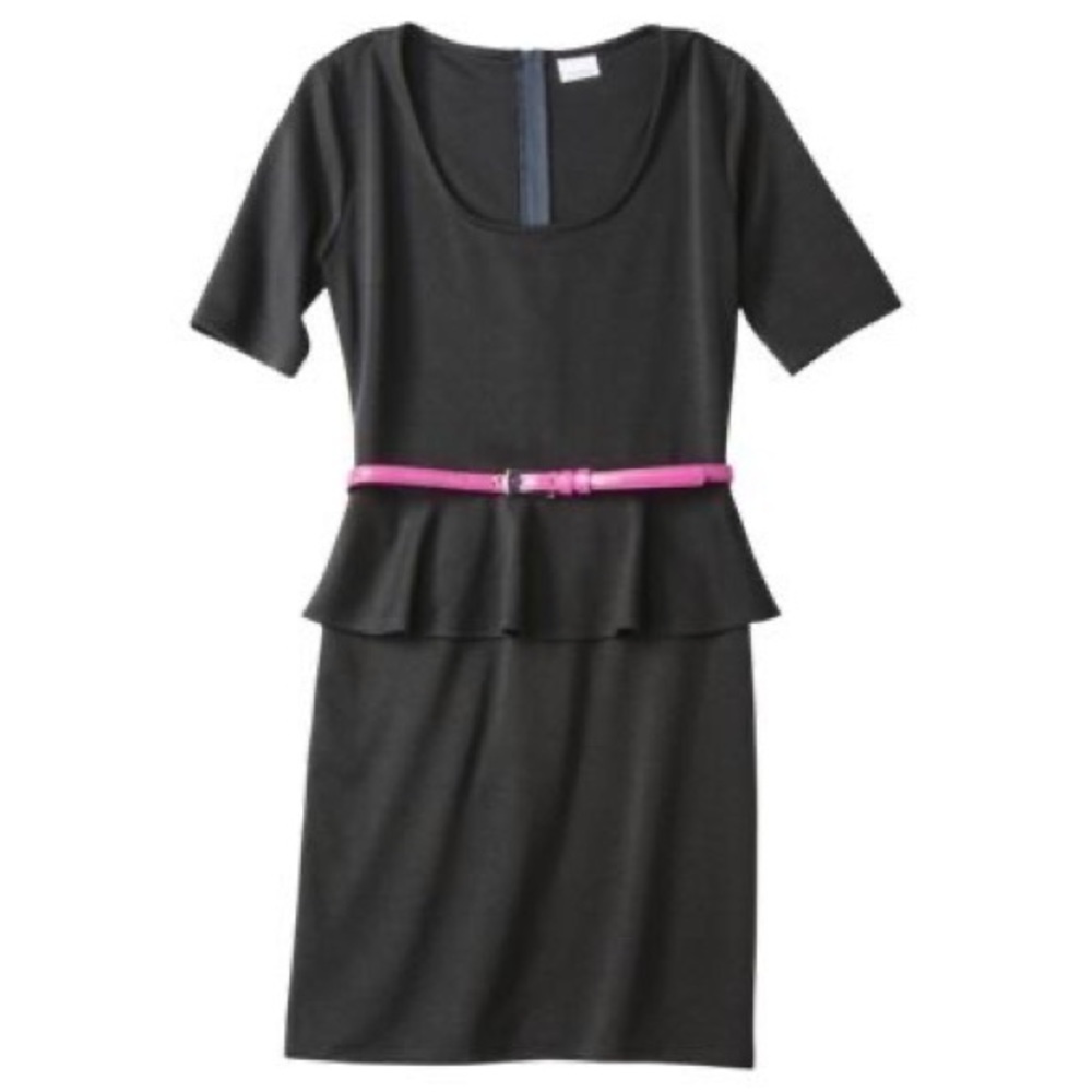 Xhilaration Gray Belted Peplum Dress